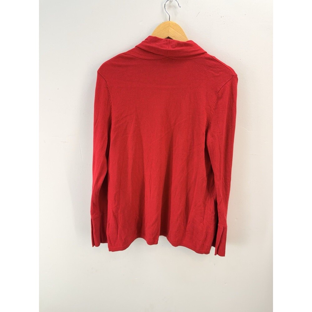 New Talbots Women Cardigan Sweater Sz L Open Knit Red Pop $89 - Picture 3 of 13